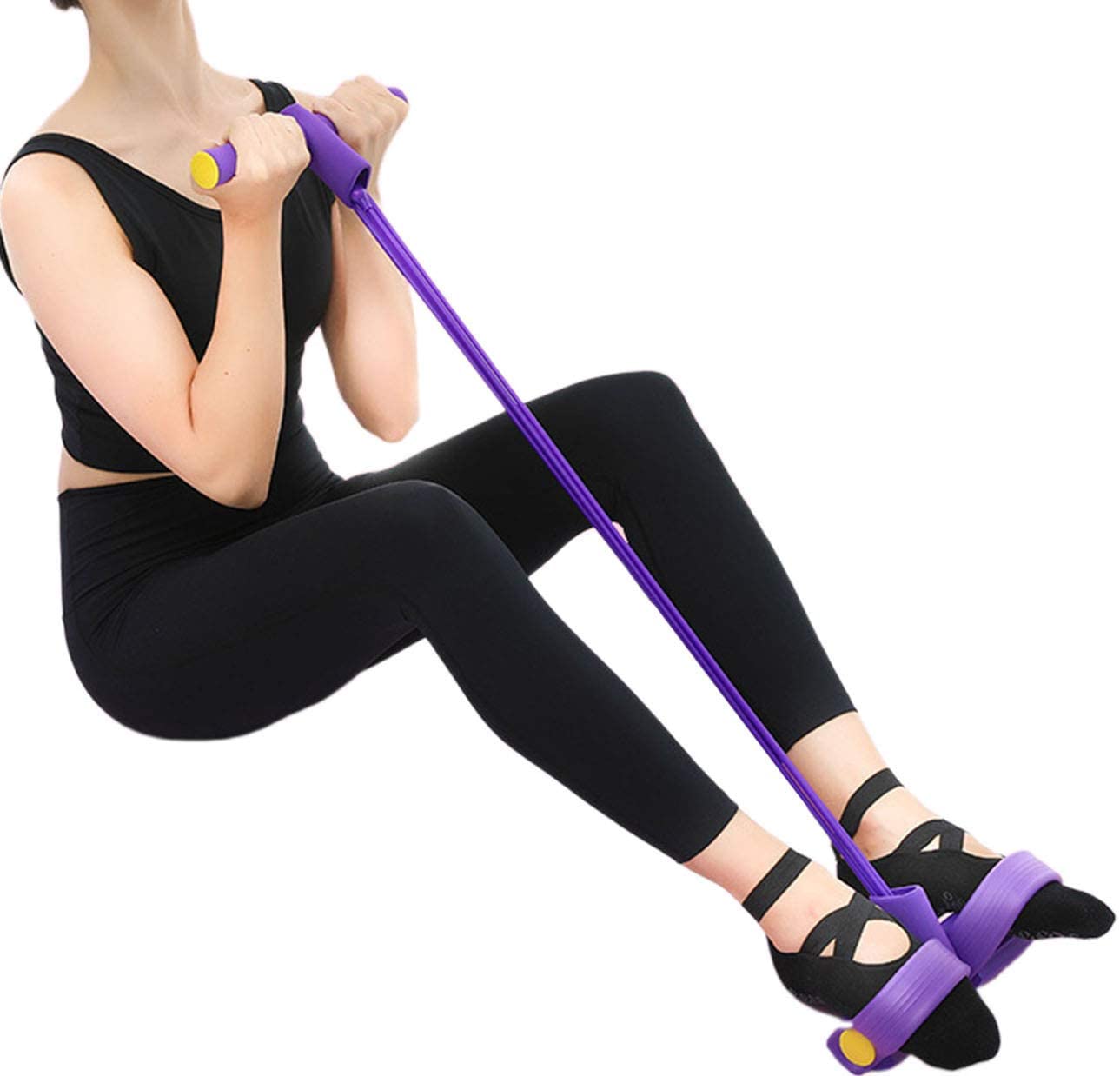 Foot Pedal Resistance Band Elastic Sit-up Pull Rope Yoga Fitness Gym