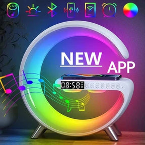 G Shape Audio LED Lamp With Clock & Charger