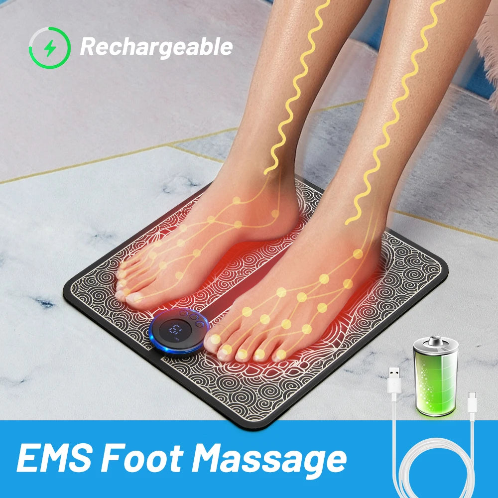 Electric EMS Foot Massager Pad Foldable Massage Mat Muscle Stimulation Relief Pain Relax Feet