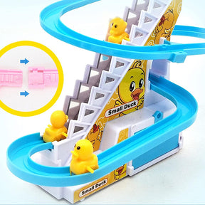 Funny Baby Toys Electric Duck Track Slide Toys Boys Ducks Climb Stairs Toy Baby LED Lights Music Roller Coaster for Kids