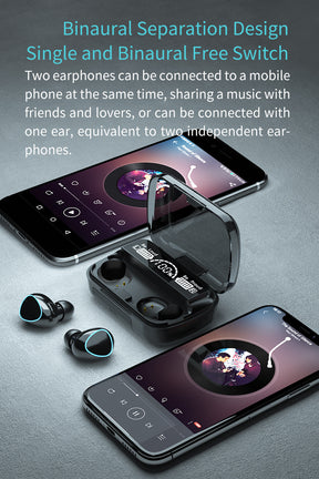 Bluetooth Wireless Headset M10 Headphones Call Noise Canceling Earbuds Mic in Ear IPX7 Waterproof Earphones